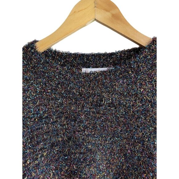 Do + Be Size Small Black Sparkle Multicolor Pullover Crewneck Sweater Holiday - Picture 4 of 8
